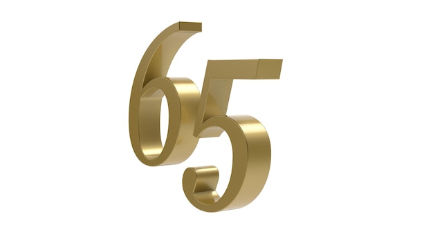 65 números de ouro dígitos 3d render ilustração