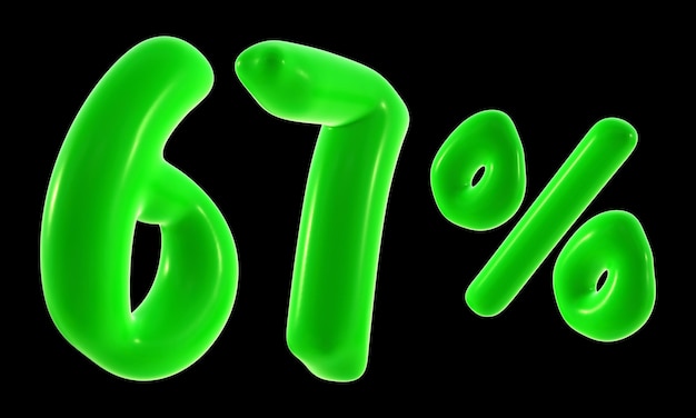 Foto 67% com cor verde para venda promoção de desconto e conceito de negócio