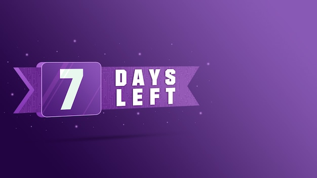 7 dias restantes rótulo, contagem regressiva de números 3d