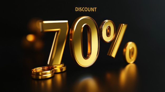 70 descuento en oro, venta de lujo, oferta promocional.