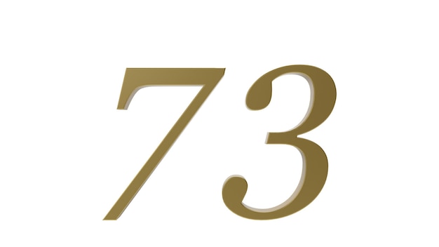 73 número de oro dígito metal 3d render ilustración