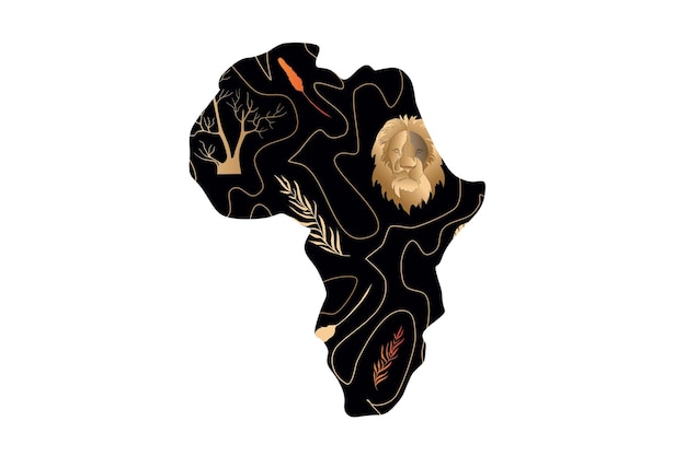 7517 Mapa africano negro aislado en un fondo transparente