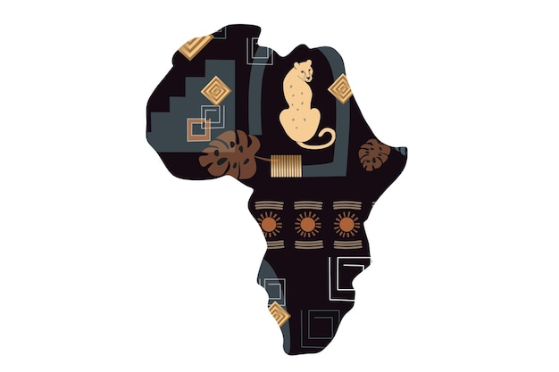 7518 Mapa africano negro aislado en un fondo transparente