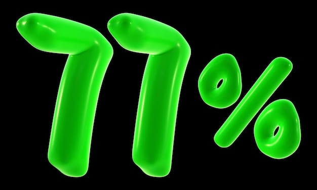 77 por ciento con color verde para venta promoción de descuento y concepto de negocio