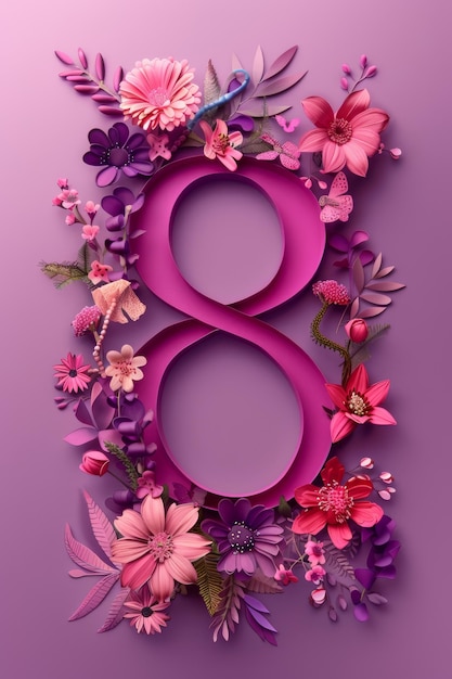 Foto 8 de março ilustração composição floral dia internacional da mulher tribute cores roxas