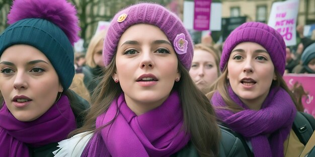 8. März Glücklicher Frauentag Einige Frauenaktivisten gingen auf die Straße, um ihre Rechte zu fordern.