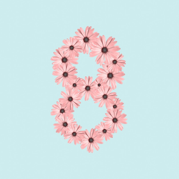 8 de marzo Día Internacional de la Mujer concepto de pancarta o diseño de fondo con flores de margarita.