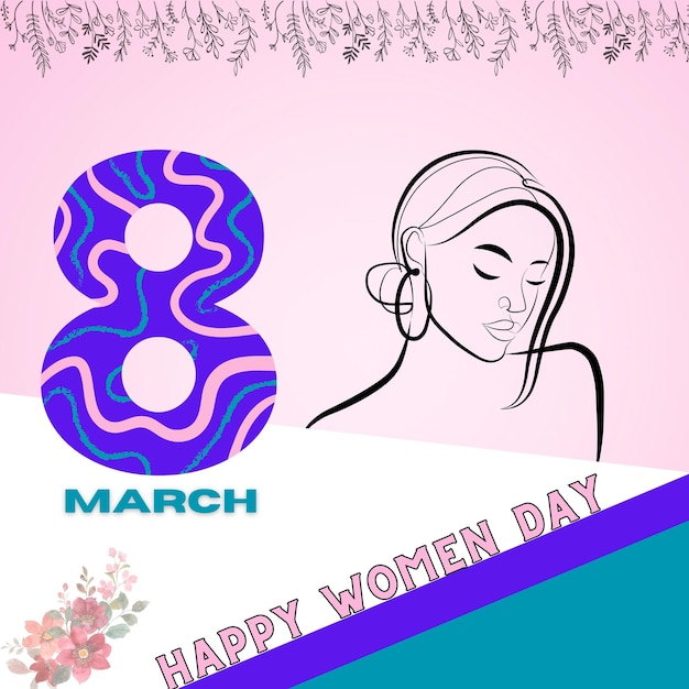 8 de marzo Día Internacional de la Mujer Tarjeta de felicitación Diseño adorable