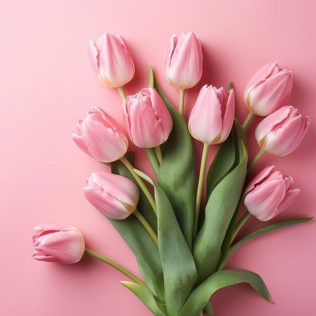 8 de marzo es un fondo rosa con un tulipán rosa