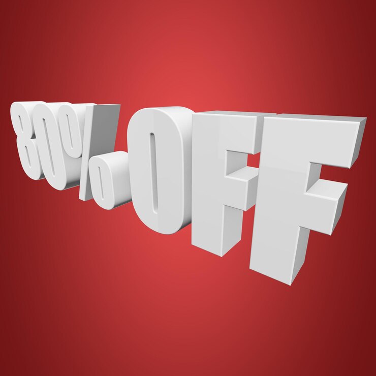 Foto 80% de descuento en letras 3d en fondo rojo