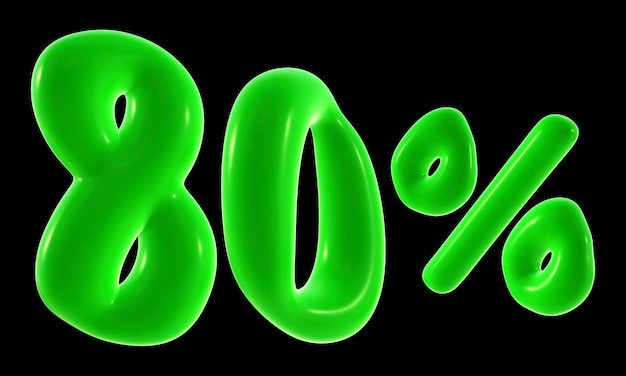 80 por cento com cor verde para venda promoção de desconto e conceito de negócio