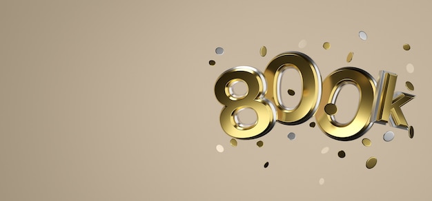 800K le gustan las redes sociales en línea gracias banner 3D rendering