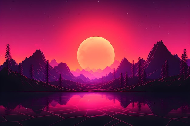 80er-90er-Synthwave-Hintergrundbild