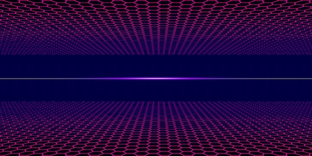 80er Jahre Dampfart Neon-Gitter mit dunklem Horizont Retro elektrisches Feld 3d Illustration