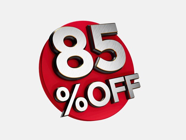 Foto 85% de desconto em 3d inscreva-se na oferta especial branca 85 desconto em etiqueta flasher venda até 85% grande oferta de venda etiqueta adesivo bandeira ícone ilustração 3d