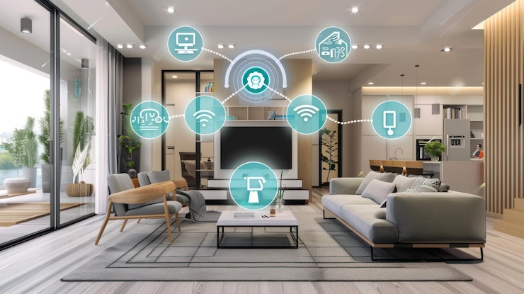 Foto 9 casa inteligente controlada por ia com dispositivos interconectados que aprendem as preferências do usuário e automatizam as tarefas sem problemas