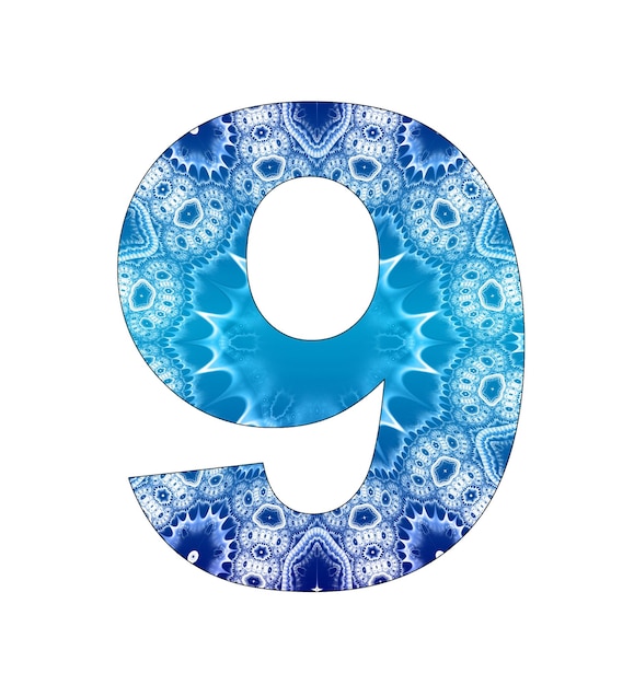 9 número con diseño abstracto