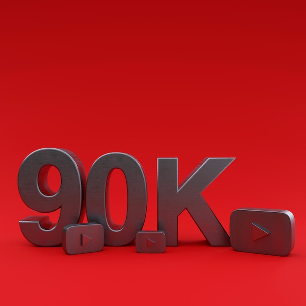 Foto 90.000 youtube-follower illustration 3d-rendering