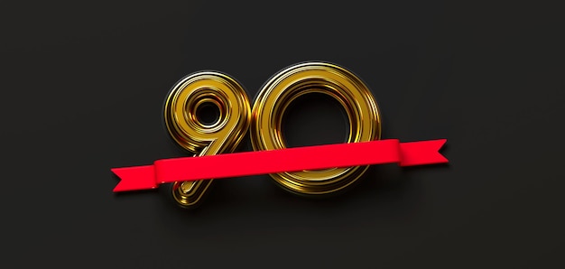 90. Geburtstag 3D-Rendering-Illustration