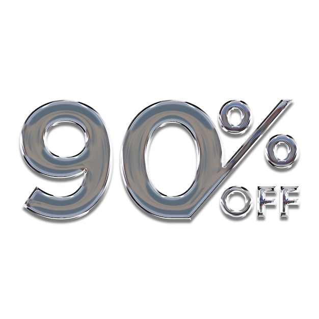 90-Prozent-Rabatt-Angebote-Tag mit Chrome-Design