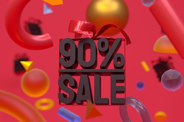 90% Verkauf mit Bogen und Band 3D-Design auf abstrakter Geometrie-Hintergrund
