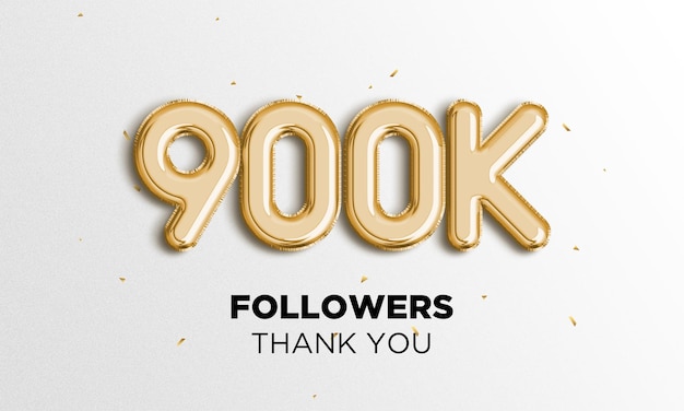 900k seguidores celebración póster de redes sociales Seguidores gracias letras 3D Rendering
