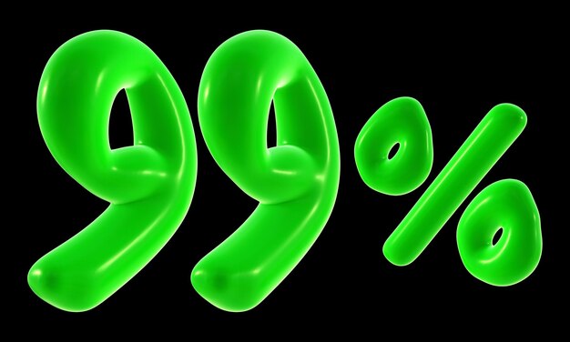 99 por ciento con color verde para venta promoción de descuento y concepto de negocio