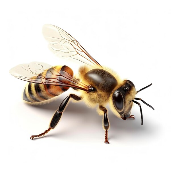 A abelha dourada ou a abelha isolada no fundo branco geram ai
