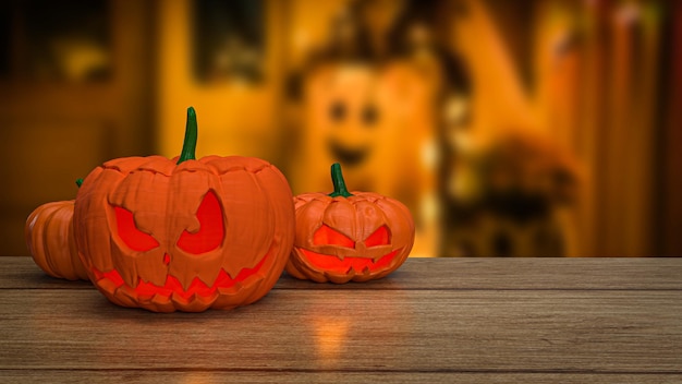 A abóbora jack o lantern para renderização 3d de conteúdo de halloween