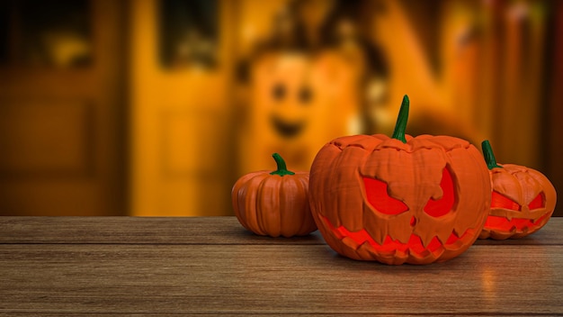 A abóbora jack o lantern para renderização 3d de conteúdo de halloween