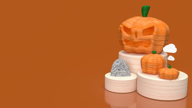 A abóbora para renderização em 3d do conceito de halloween