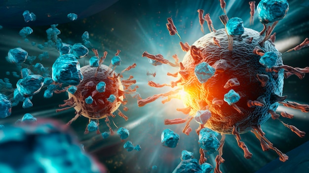A abordagem médica inovadora da imunoterapia Conceito de medicina de vírus e infecções
