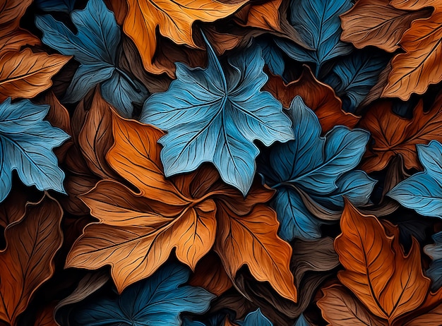 Foto a água cai no fundo colorido do outono que deixa a natureza