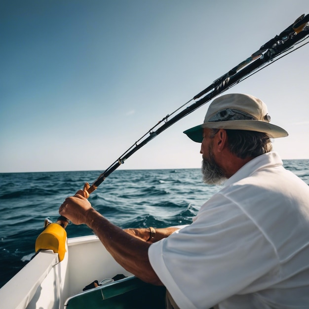 A água salgada busca uma vida de pescador marítimo