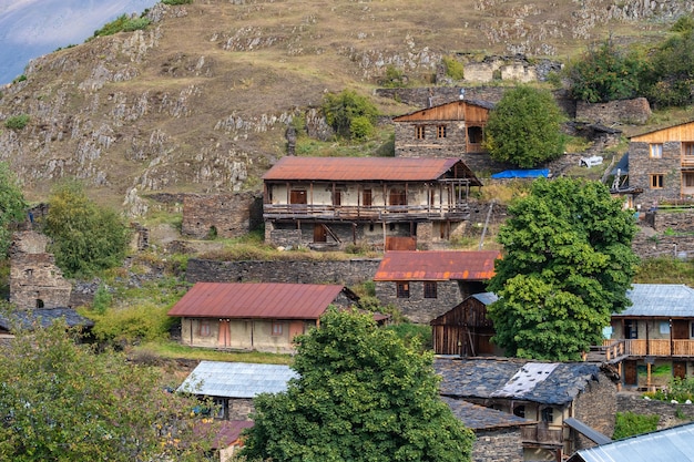 A aldeia de Upper Omalo e a fortaleza Keselo. Viagem para a Geórgia. Cáucaso