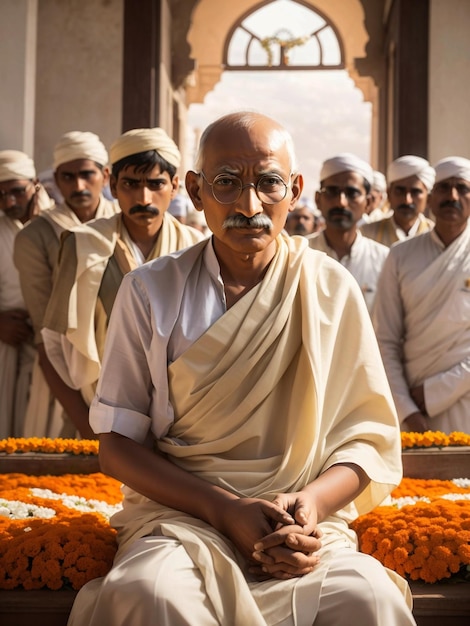 A alegre jornada de Gandhi celebrando uma vida de paz e felicidade