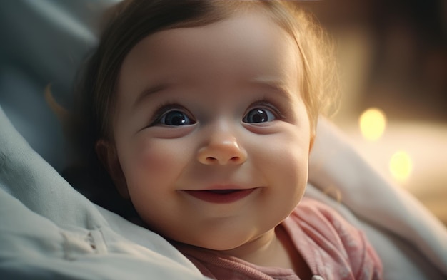 A alegria da infância Um retrato de bebê sorridente