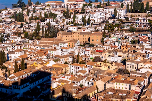 A Alhambra em Granada Espanha Vistas do bairro cigano de granada de dentro da alhambra