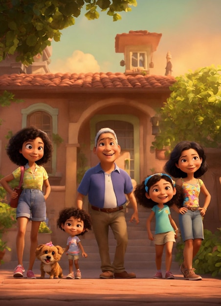 A animação da Pixar de Hispanic 9 Ira, a velhota Mia e sua família, garantindo que todos estejam prontos para a caminhada.