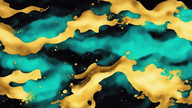 A aquarela água verde esmeralda com luxo de areia dourada e conceito de mistério Generative AI