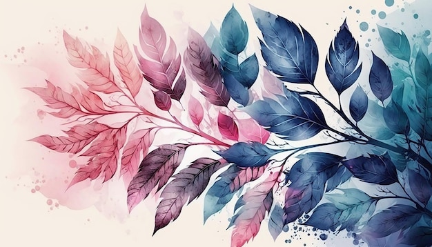 A aquarela deixa o fundo na cor azul e rosa Generative AI