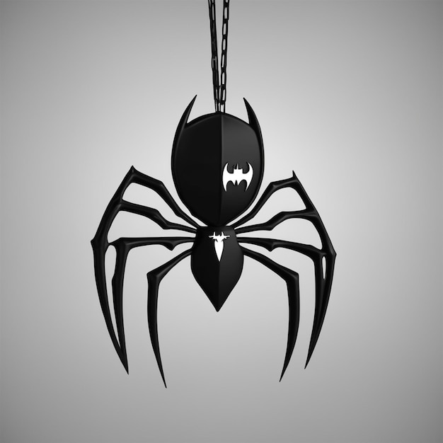 Foto a aranha está pendurada numa teia que tem o logotipo do batman em 3d 4k
