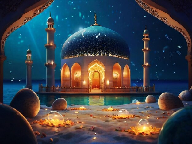 A arquitetura islâmica das mesquitas e a vista magnífica foram criadas pela IA