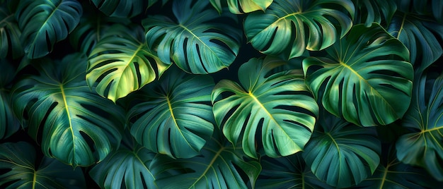 Foto a arte abstrata folhas tropicais fundo moderno contém aquarela arte texturas de folhas de palma folhas da selva folhas monstera folhas botânicas exóticas padrões florais