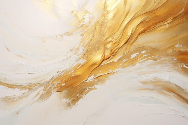 A Arte de Suminagashi Linda pintura dourada e branca com linhas douradas Desenho artístico em redemoinho dourado O estilo inclui redemoinhos de mármore ou ondulações de ágata Composição elegante