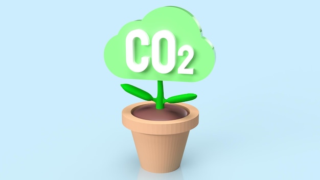 A árvore da nuvem co2 para renderização em 3d do conceito de eco ou ecologia