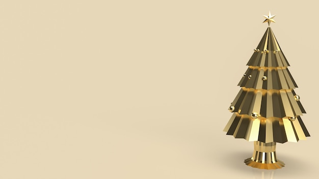 A árvore de natal de ouro para a celebração do feriado ou promoção de fundo de negócios renderização em 3d