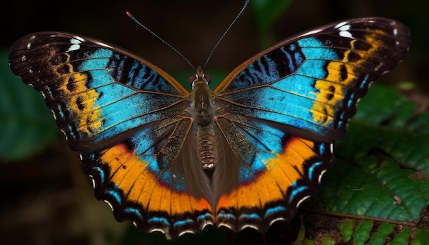 A asa de borboleta multicolorida mostra a beleza natural e a fragilidade gerada pela ia