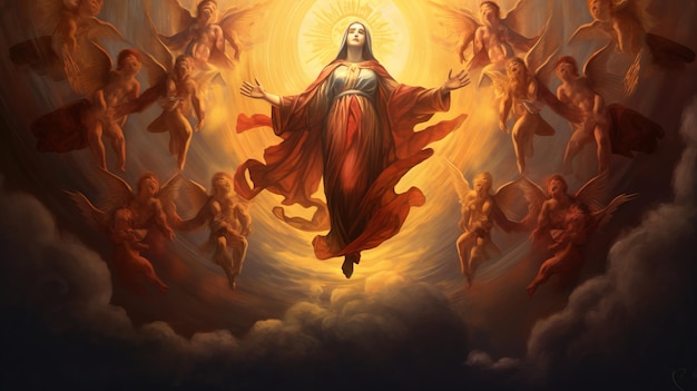 A Assunção da Mãe Maria em uma Imagem Celestial