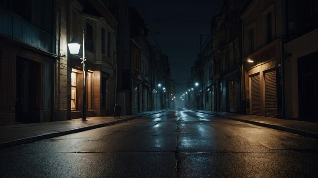 Foto a atmosfera de uma rua na cidade à meia-noite